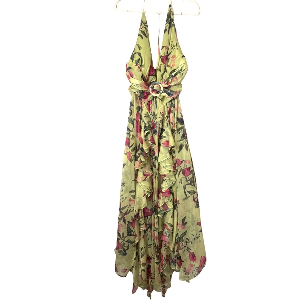 Floral Halter Cutout Maxi Dress